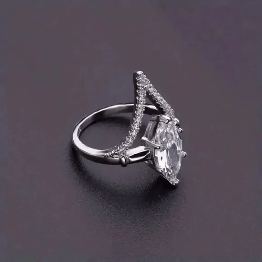 White Gold Diamond Marquise Wedding Engagement Anniversary Ring